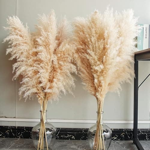 40" inch 10 Stems Natural Pampas Grass Decor Tall, pompas Grass, Tall Pampas Grass for Wedding, Party, Farmhouse, Boho Home Decor - Image 1