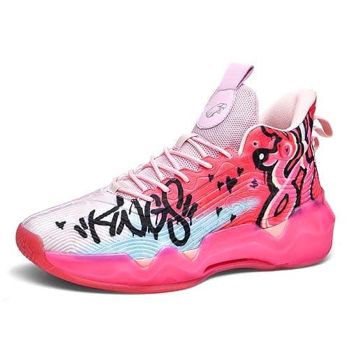 Men's High-Top Basketball Shoes Anti-Slip and Wear-Resistant Soles Running Shoes Graffiti Design Fashionable Sports Shoes - Image 1