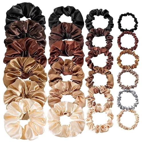 24 Pcs Hair Ties Scrunchies for Women Big Satin Scrunchie for Girls Seamless Elastic Hair Bands Soft Small Hair Tie for Thick Thin Hair Ponytail Holders Accessories - Image 1