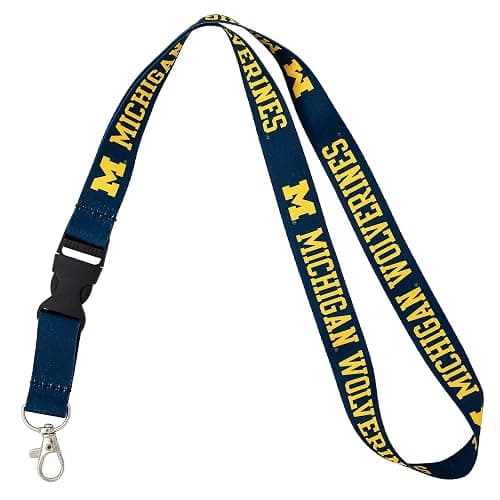 Desert Cactus University of Michigan Lanyard Wolverines UM U of M Go Blue Hail Car Keys ID Badge Holder Lanyard Keychain Detachable Breakaway Snap Buckle (Blue) - Image 1