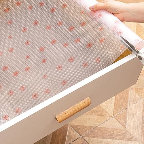 Cherry Blossom Shelf Liner - Non-Adhesive Drawer & Cabinet Liner, Non-Slip Waterproof Kitchen Shelf Paper,Pink Decorative Floral Refrigerator Liner, Easy to Cut & Clean - Image 1