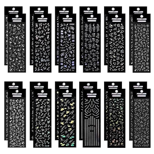 24 Sheets Holographic Kpop Deco Stickers Korean Stickers for Photocards Self Adhesive Clear Glitter Star Moon Butterfly Bubbles Decals for Album Scrapbook Journal Planner for DIY Decoration - Image 1