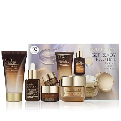 Estée Lauder Get Ready Routine 4-Piece Skincare Gift Set | Cleanse + Repair + Moisturize | Includes Cleanser 1 Fl Oz, Eye Cream 0.17 Fl Oz, Face Serum 0.5 Fl Oz & Moisturizer 0.24 Ounce - Image 1
