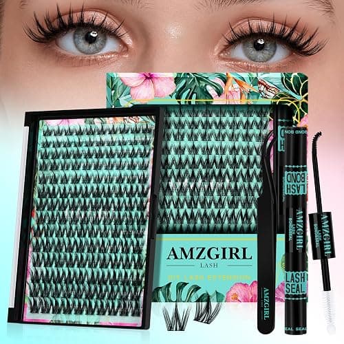 AMZGIRL Lash Clusters Kit C Curl Manga Anime Lashes 10-18mm, Puppy | 140pcs Spiky Cluster Lashes with Waterproof Bond & Seal, Lash Tweezer, Ultra-Thin Band Anime Lashes for DIY Natural Look - Image 1