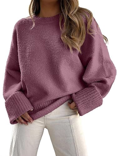 ANRABESS Women's Oversized Sweaters 2025 Long Sleeve Fuzzy Knit Casual Chunky Pullover Sweater Fall Outfits Clothes - Image 1