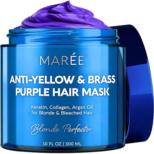MAREE Anti Yellow Purple Hair Mask for Damaged Hair - Purple Deep Conditioner & Blonde Toner - Hydrating Deep Conditioning for Dry, Curly, Blonde, Orange, Brassy, Bleached - Mascarilla para el Cabello - Image 1