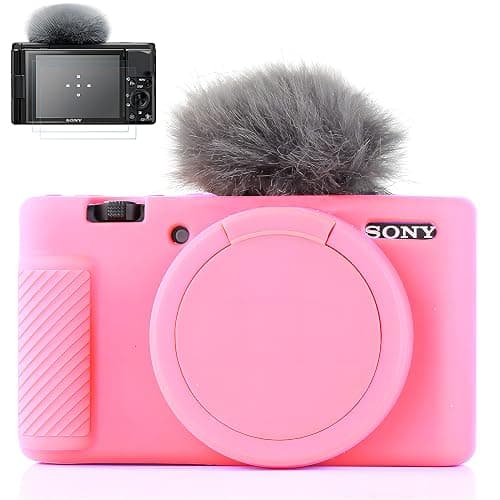 Camera Case for Sony ZV-1, ZV1 Camera Case Digital Camera Anti-Scratch Slim Fit Soft DSLR Camera Sleeve with ZV1 Screen Protector for Sony ZV-1 (Pink) - Image 1