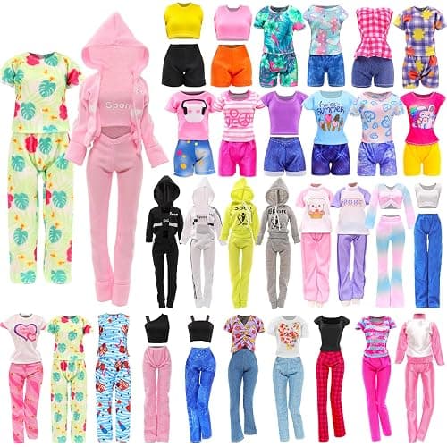 Barwa 10 Sets Doll Clothes Hooded Sports Suit Casual Outfits Tops and Pants Doll Pajamas for 11.5 inch Girls Dolls - Image 1