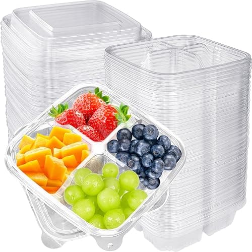 Haawooky 50 Pcs Bento Snack Food Containers,4 Compartment Lunchable Container with Lids,Divided Food Storage Containers For Travel Work School - Image 1