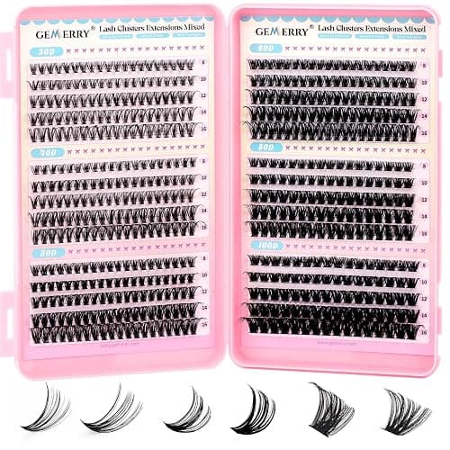 GEMERRY 565Pcs Lash Clusters D Curl Volume Eyelashes Clusters Extensions with Thin Band for DIY at home (30D+40D+50D+60D+80D+100D, 8-16mm) - Image 1