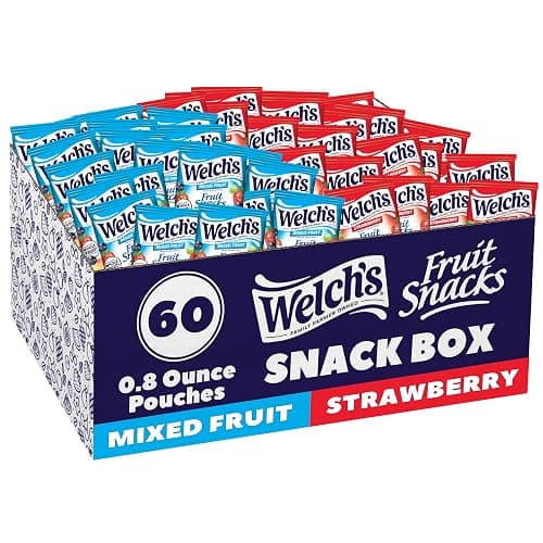 Welch's Fruit Snacks, Mixed Fruit & Strawberry, 0.8 oz, 60 Ct | Variety Bulk Box, Made with Whole Fruit, Gluten-Free Snack Packs for Kids and Adults, No Artificial Dyes - Image 1