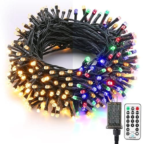 Brizled Christmas Lights, 65.67ft 200 LED Color Changing Tree Lights 11-Function Warm White & Multicolored Christmas Lights, Connectable 29V Safe Adapter Remote Decorative Lights String for Xmas Party - Image 1