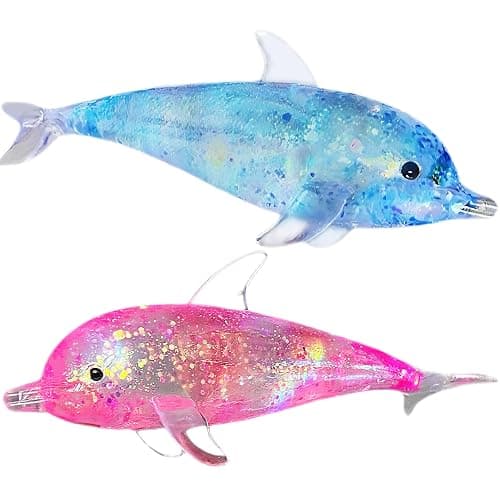 2 Pack Squishy Dolphin Sugar Stress Balls for Kids and Adults, Kawaii Dolphin Squeeze Sugar Ball Squishy Toys, Sea-Animals Sensory Stress Toys, Party Favors for Kids, Easter Basket Stuffers - Image 1