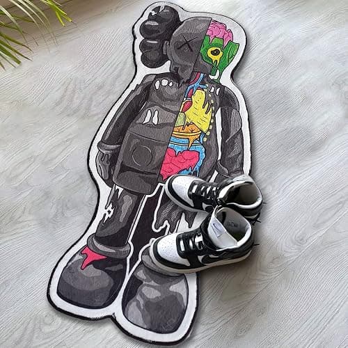Rugendary Popular Unique Design Hypebeast Rug Decorative Sneakerhead Nonslip Shaped Carpet Street Art Fashion Streetwear Mat for Sneaker Room Flat Surface 1.3x3 ft - Image 1