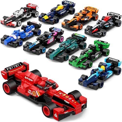 Formula Race Car Building Blocks Set for Kids, 732PCS F1 Collectible Cars DIY Toy, Gift for Boys Girls Age 6+, Birthday Christmas Party Favor, Non-Electric Racing Brick Kit - 10 PCS - Image 1