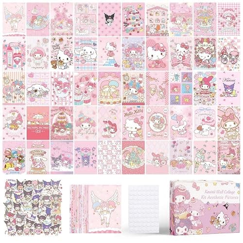 180Pcs Anime Wall Collage Kit Aesthetic Pictures Pink 4x6 inch Kawaii Room Decor and Sweet Dorm Photo Pink Wall Decor - Image 1