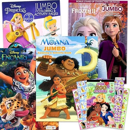 Disney Princess Coloring Book Activity Set for Kids Featuring Disney Princess, Encanto, Moana and Frozen - Image 1