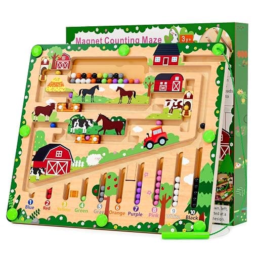 zhiwuzhu Magnetic Color and Number Maze, Montessori Wooden Toys for Ages 2-4,Sensory Toys,Fine Motor Skills Toys for Boys Girls 3-5 Years Old - Image 1