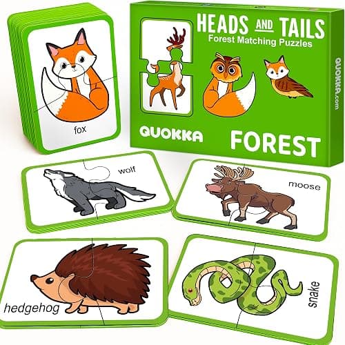 QUOKKA Toddler Puzzles Ages 2-4 – 100% Self-Correcting 16 Matching Pairs of Wood Animals – Educational Toddler Puzzles Ages 1-3 with 32 Pieces - Memory Matching Games for 3-5 Years Old Boys and Girls - Image 1