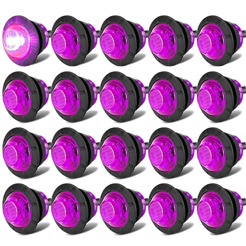 ALFU 3/4" Inch 20Pcs Purple Round LED Trailer Side Marker Clearance Lights Front Rear Top Marker Indicators Tail Light Waterproof for Truck Car Bus Van Pickup RV - Image 1