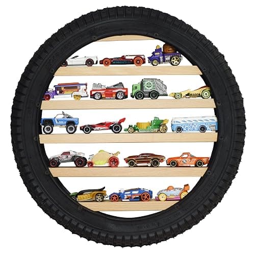 Tapeera Model Car Display Case Stand - Toy Cars Organizer Wall Display Tire Shelf Cabinet - Holds Up to 18 Diecast 1/64 Car Collectibles - Compatible with Hot Wheels Matchbox - Wheel Diameter 16 Inch - Image 1