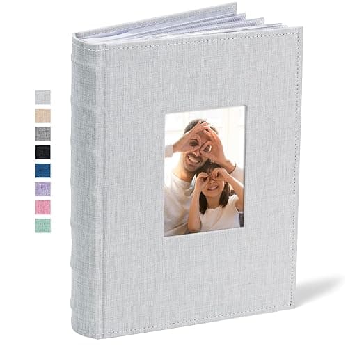 Vienrose Photo Albums 6x4 (15x10 cm) 300 Pockets Linen Cover with Memo Spaces Photobook Large Capacity Pictures Album Memory Book for Wedding, Family, Baby, Holidays, Special Occasions, Light Grey - Image 1