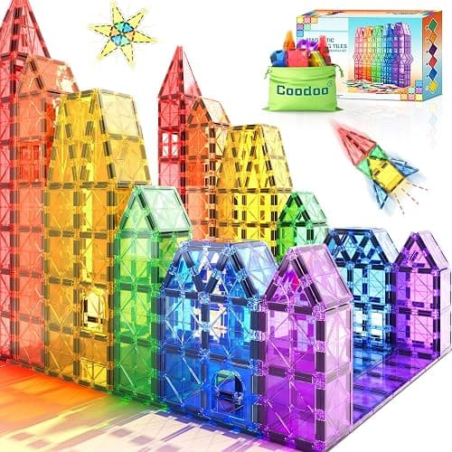 Magnetic Tiles Kids Toys STEM Magnet Toy for Toddler Magnetic Blocks Building Preschool Learning Sensory Montessori Toys for 3+ Year Old Boys and Girls, Safe Creativity Toddler Kids Toy 40PCS - Image 1