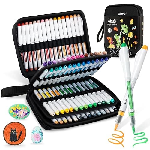 Ohuhu Acrylic Paint Markers Brush Tip 72 Colors Opaque Paint Pens-Nahuku | High Opacity Acrylic Markers No Bleed Direct-Ink Acrylic Paint Pens for Rock Painting 3D Prints Egg Wood Glass DIY Craft - Image 1