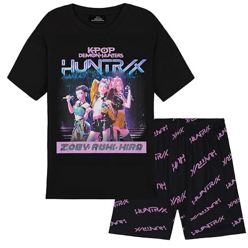 KPop Demon Hunters Officially Licensed 2-Pc Pajamas Set Girls, 5–14 Yrs, Soft PJs Lounge Set T Shirt Shorts, Gifts for Girls - Image 1