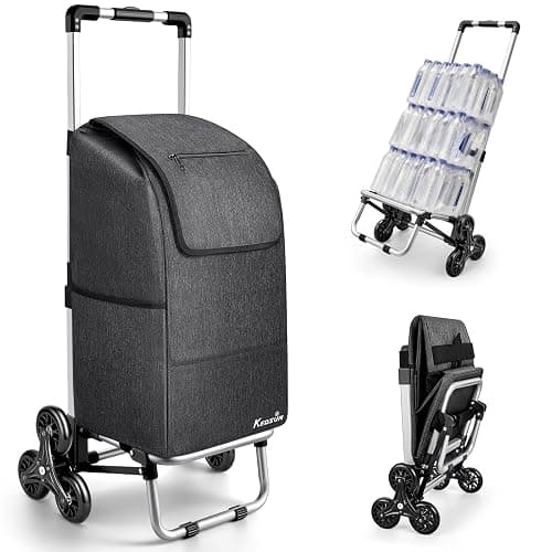 KEDSUM 2 in 1 Aluminum Alloy Stair Climbing Cart, 300LBS Grocery Cart on Wheels, Foldable Shopping Carts with Waterproof Oxford Black Bag for Groceries, Lightweight & Durable Aluminum Frame - Image 1