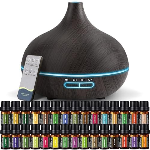 SACATR Aroma Diffiser with Essential Oils Set, 550 ML Essential Oil Diffuser with Remote, Ultrasonic Technology Aromatherapy Diffusers Auto Shut-Off for Office, Home - Image 1