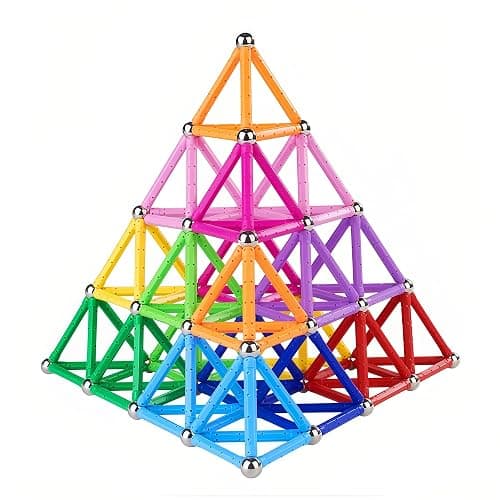 Beicarin 204 Pcs Magnetic Building Sticks Blocks Toys, 2.3" Length Magnet Educational Stacking Toys Set for Kids and Adult, STEM Building Toy 3D Non-Magnetic Balls with Storage Bag - Image 1