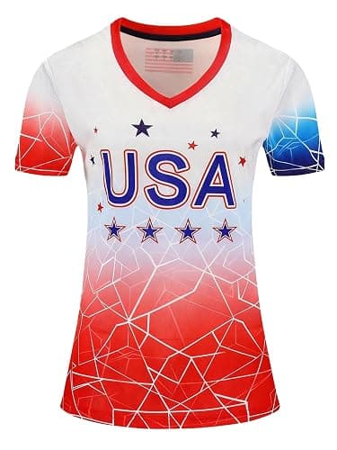 shanovelle Women Soccer Jersey Sports Fans Outdoor T-Shirts Athletic Slim Fit Activewear Tee Soccer Shirt - Image 1