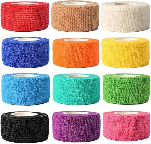 (12-Pack) 1” x 5 Yards | Self Adhesive Bandage Wrap, Kuvvfe Athletic Elastic Cohesive Bandage for Sports Injury,Strain,Knee & Wrist,Ankle Sprains & Swelling First Aid - Image 1