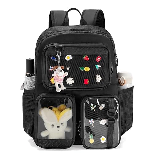 Prokva Ita Bag Pin Display Backpack with Insert, Kawaii Aesthetic Backpack with Laptop Sleeve for Cosplay and Concert, Black (Pins NOT Included, Patent Design) - Image 1