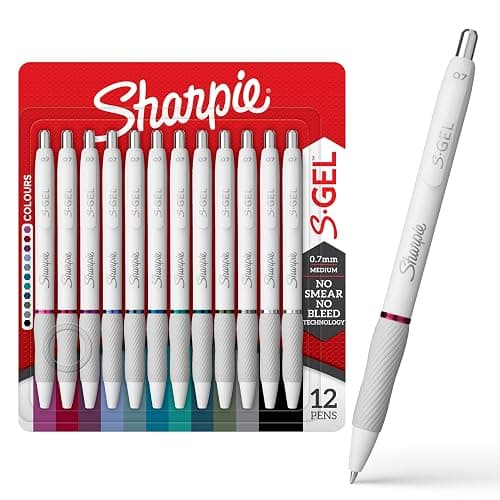 Sharpie S-Gel Pens, Fashion Barrel Gel Pens, Pearl White Body, Medium (0.7mm) Point, Bold Ink Colors, 12 Count - Image 1