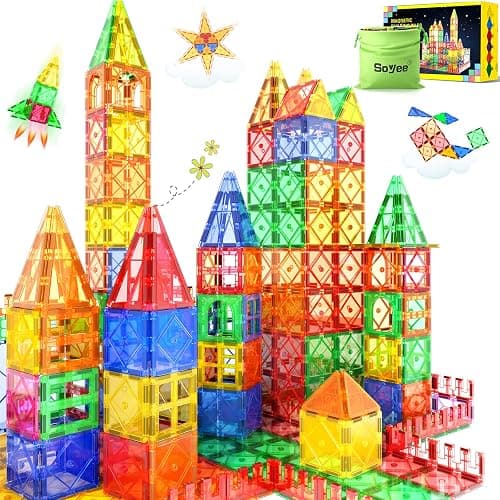 Magnetic Tiles Blocks Toddler Toys Sensory Preschool Building Learning Girls Boys Toys Outdoor Outside Sensory Magnet Toys for 3 4 5 6 7 8 Year Old Boys Girls School Supplies Classroom Must Haves - Image 1