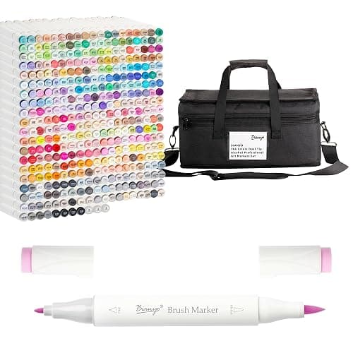 Bianyo 366 Colors Dual Tip Professional Alcohol Markers Set, Brush and Fine Tips for Illustration Portraits Comics Fashion Architecture, Includes Carry Bag with Shoulder Strap - Image 1