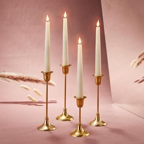 LampLust Flameless Taper Candles, Realistic 3D Flame with Wick, 9 Inch, 4 Pack, Ivory Wax, Flickering Flameless Candle LED, Remote & Timer Included, Home Decor, Winter Decorations for Home - Image 1