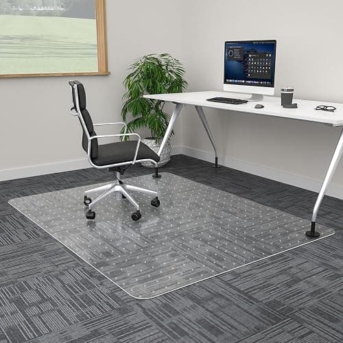100pointONE Extra Large Office Chair Mat for Carpet, 46" x 60" Clear Desk Chair Mat for Low Pile Carpeted Floors- Easy Glide Plastic Floor Mat for Office Chair on Carpet - Image 1