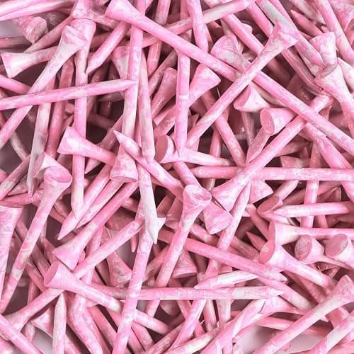 FINGER TEN Golf Tees Stylish Bamboo Wooden Coloured Painted Value 100 Pack, Durable 3 1/4 2 3/4 1 1/2 Inch Long Short Tee, Cool Style Purple Pink Green Enhanced Visibility for Men Women - Image 1