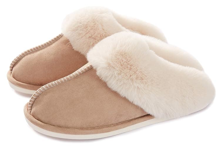 Donpapa Womens Slipper with Memory Foam Fluffy Soft Warm Slip On House Slippers Anti-Skid Cozy Plush for Indoor Outdoor - Image 1