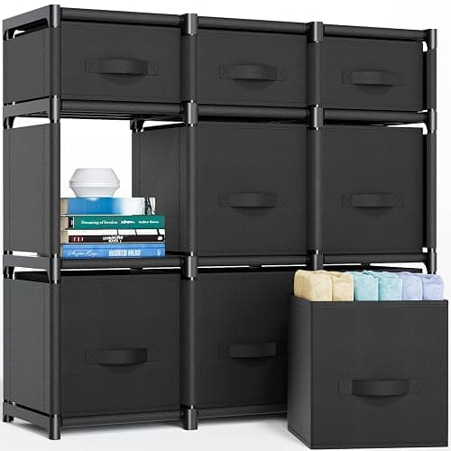 Mavivegue 9 Cube Storage Organizer, Closet Organizers and Storage, Cube Storage Shelf, Easy to Assemble with Storage Drawers, DIY Closet Cube Organizer for Living Room, Bedroom, Dorm Room-Black - Image 1