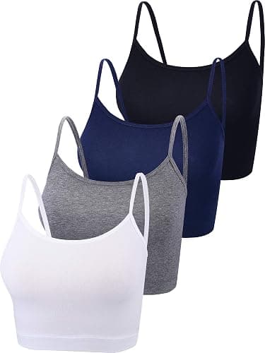 Boao 4 Pack Women's Cropped Tank Tops, Cotton Spaghetti Strap Crop Top Basic Sports Crop Cami Half Camisoles for Teen Girls - Image 1