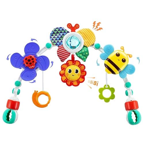 Lynncare Adjustable Arch Bassinet Toys for Infant & Toddlers, Stroller Arch, Baby Crib Toys with Fascinating Hanging for Stimulating Baby’s Senses and Developing Motor Skills - Image 1