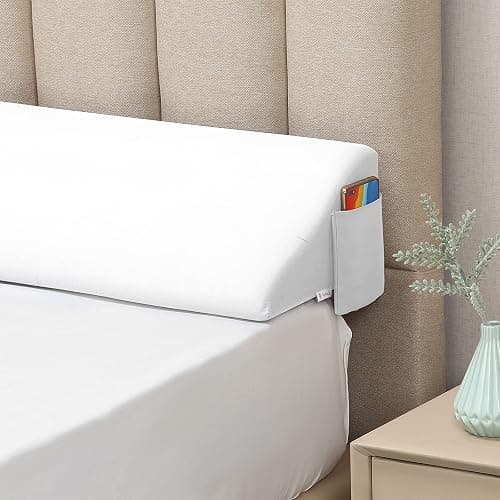 Vekkia Queen Size Bed Wedge Pillow for Headboard Gap/Mattress Wedge Gap Filler/Bed Gap Filler Fill 0-6" Gap Between Headboard and Mattress,60"x10"x6"-White - Image 1