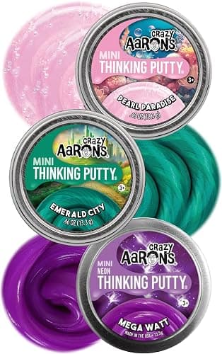 Crazy Aaron's Putty Mini Tins – Pearl Paradise, Emerald City & Mega Watt – Gift Set 3 Pack (.47 oz Each) – Stretch, Sculpt & Squish Sensory Toy – Non-Toxic – Ages 3+ – Made in USA - Image 1