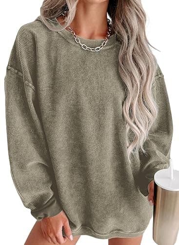 SHEWIN Women Casual Oversized Long Sleeve Crewneck Sweatshirts Pullover Tops, S-XXL - Image 1