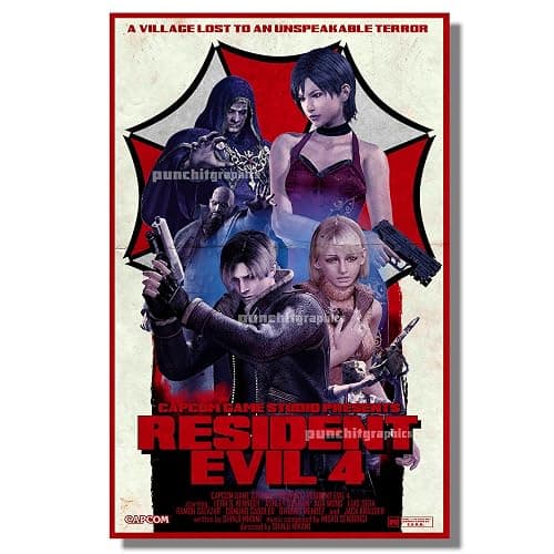 punchitgraphics Resident Evil 4 RE4 (White Background) Movie Style Artwork Original Art Print 11x17 - Image 1