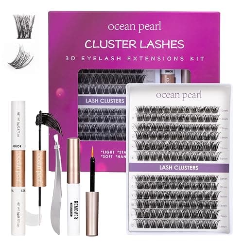 Ocean Pearl Cluster Lashes 144PCS Eyelashes 10-16mm Lash Clusters Fluffy Eyelash Extension Cluster Lashes Kit Individual Eyelash Lash Extensions Kit with Super Bond+Seal+Remover+Tweezer-DM01 - Image 1